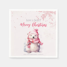 Heb een Beary Merry Christmas Polar Beer Funny Pin Servet