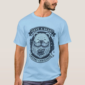 Heb een Beary Vrolijk Kerstfeest! Beer met baard T-shirt