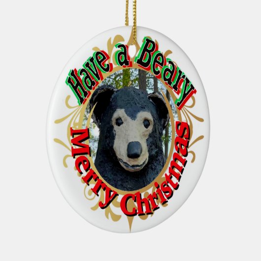 Heb een Beary Vrolijk Kerstfeest Keramisch Ornament (Rechts)