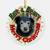 Heb een Beary Vrolijk Kerstfeest Keramisch Ornament (Voorkant)