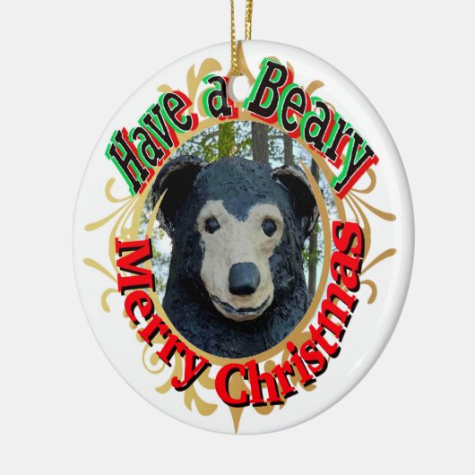 Heb een Beary Vrolijk Kerstfeest Keramisch Ornament (Links)