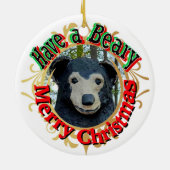 Heb een Beary Vrolijk Kerstfeest Keramisch Ornament (Achterkant)