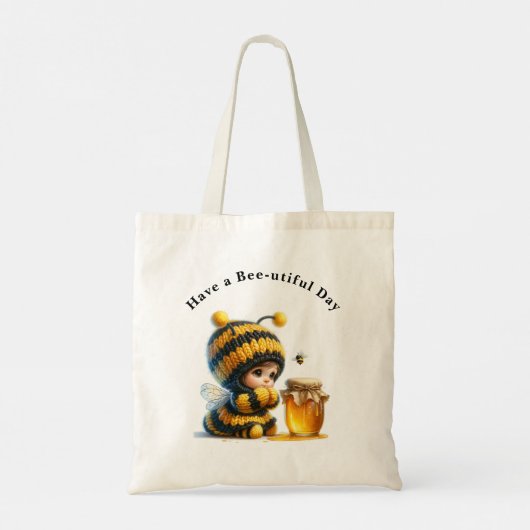 Heb een Bee-utiful Day Schattige meisje in bijenko Tote Bag (Achterkant)