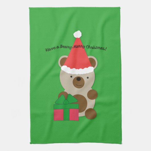 Heb een Beer voor vrolijk kerstfeest Theedoek (Verticaal)