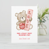 Heb een Beer-Y Happy Valentine's Day Classroom Feestdagenkaart (Staand voorkant)
