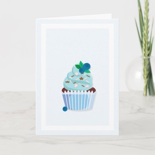 Heb een BERRY Happy Birthday Blueberry Cupcake Kaart (Voorkant)