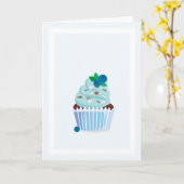 Heb een BERRY Happy Birthday Blueberry Cupcake Kaart (Gele Bloem)
