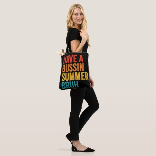 Heb een Bussin Zomer Bruh Retro Leraar Laatste Dag Tote Bag (Op model)