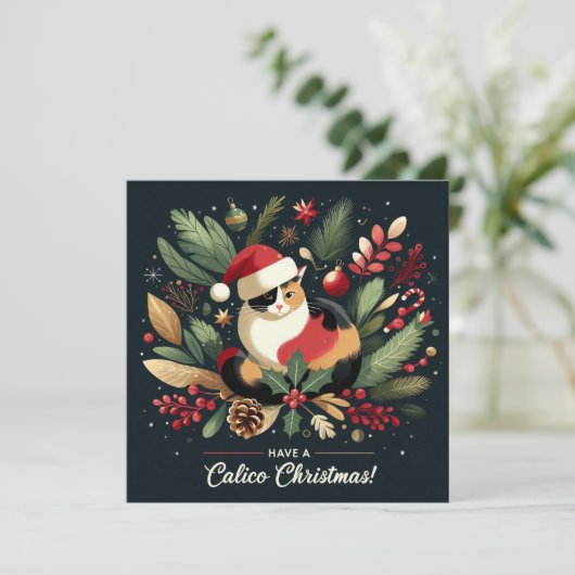 Heb een Calico kerst Feestdagenkaart (Staand voorkant)