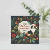 Heb een Calico kerstkrans Feestdagenkaart (Staand voorkant)