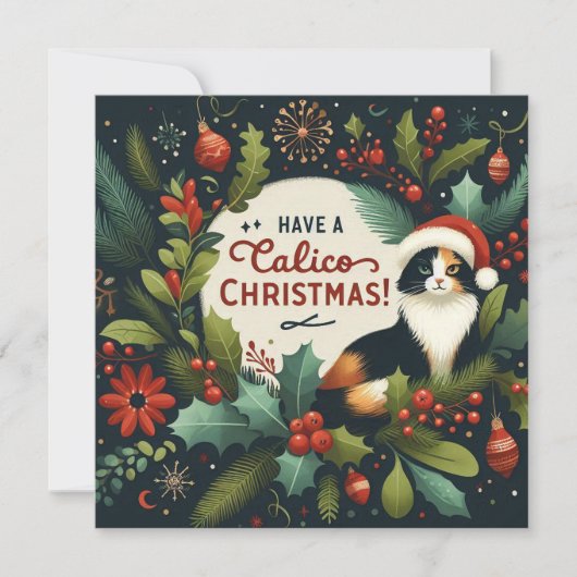 Heb een Calico kerstkrans Feestdagenkaart (Voorkant)
