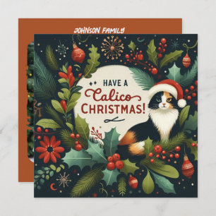 Heb een Calico kerstkrans Feestdagenkaart