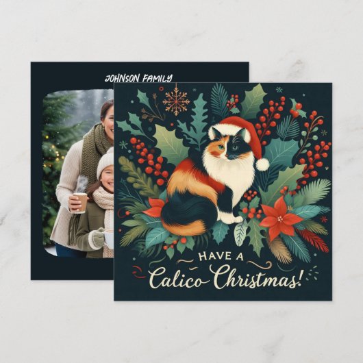 Heb een Calico kerstkrans Feestdagenkaart (Voorkant / Achterkant)
