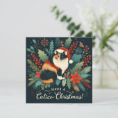 Heb een Calico kerstkrans Feestdagenkaart (Staand voorkant)