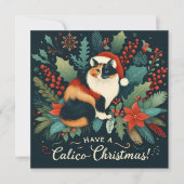 Heb een Calico kerstkrans Feestdagenkaart (Voorkant)