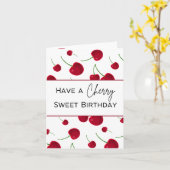 Heb een Cherry Sweet Birthday - Pun Kaart (Gele Bloem)