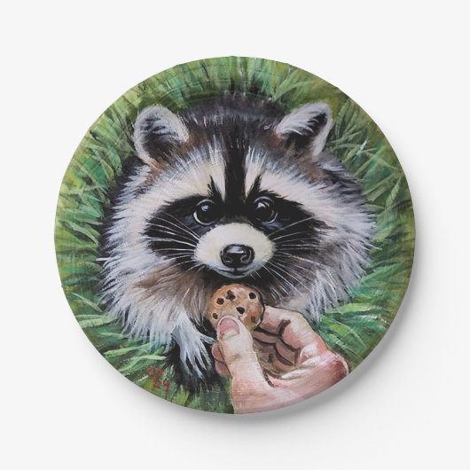 Heb een cookie Raccoon Paper Bord (Voorkant)