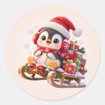 Heb een Cool Yule Cute Pinguïn Ronde Stickers