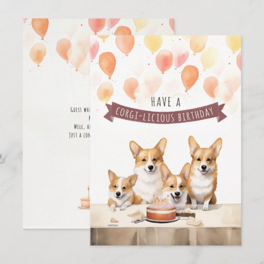 Heb een Corgi-Licious verjaardag. Corgi Birthday K (Voorkant / Achterkant)