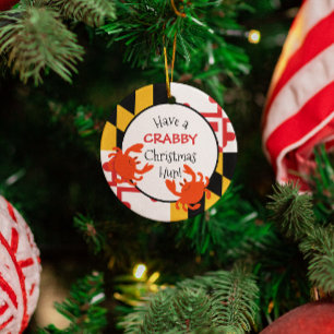 Heb een Crabby kerstman Hun persoonlijke Metalen Ornament
