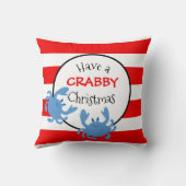 Heb een Crabby-kerstrode Nautical Stripe Kussen (Achterkant)
