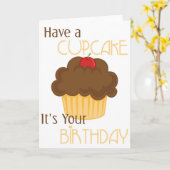 Heb een Cupcake, het is je geboortedag Wenskaart Kaart (Gele Bloem)