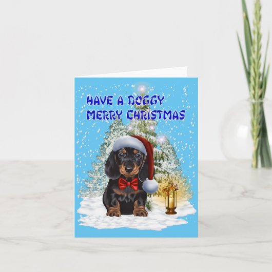Heb een Doggy Merry Kerstmis, kerstkaart Feestdagen Kaart (Voorkant)