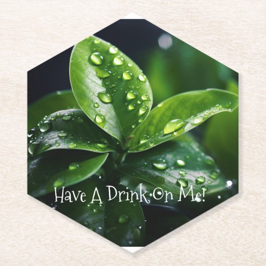 HEB EEN DRINK OP MIJ GROENE BLADBLAD ONDERZETTER (Voorkant)