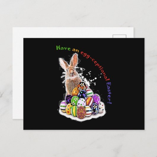 Heb een eitjes-cefale Pasen! Pasen Bunny Eggs Feestdagenkaart (Voorkant / Achterkant)