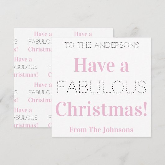 Heb een Fabulair kerstroze witte Typografie Feestdagenkaart (Voorkant / Achterkant)