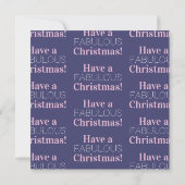 Heb een Fabulous Kerstblauw roze Typografie Feestdagenkaart (Achterkant)