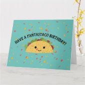 Heb een Fantastaco Birthday Cute Kawaii Taco Kaart (Gele Bloem)