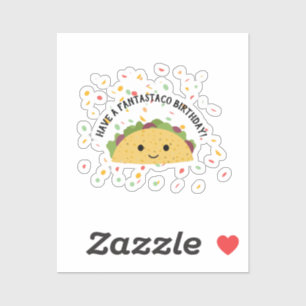 Heb een Fantastaco Birthday Cute Kawaii taco Sticker
