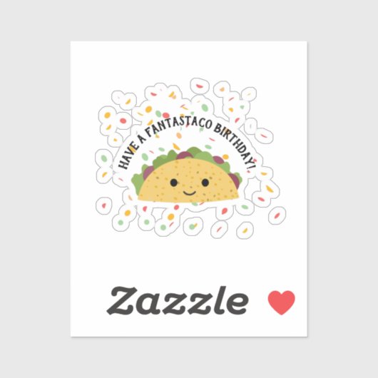 Heb een Fantastaco Birthday Cute Kawaii taco Sticker (Vel)