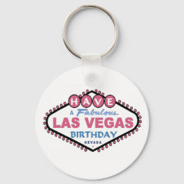 Heb een fantastische verjaardag in Las Vegas Roze Sleutelhanger