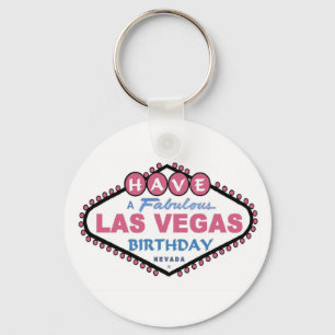 Heb een fantastische verjaardag in Las Vegas Roze Sleutelhanger