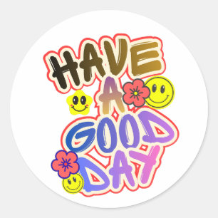Heb een fijne dag Cute Smiley Sticker – Kleurrijke