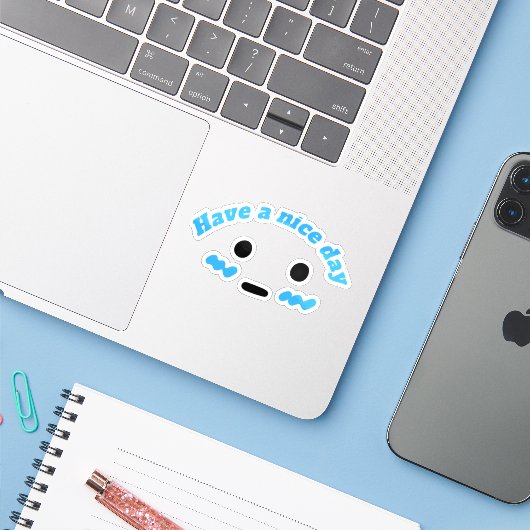 Heb een fijne dag Cute Sticker (Laptop met iPhone)