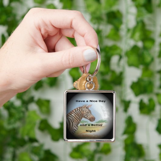Heb een fijne dag en een beter nachtelijke zebraaf sleutelhanger (Hand)