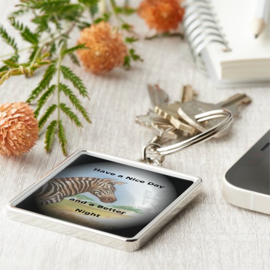 Heb een fijne dag en een beter nachtelijke zebraaf sleutelhanger (Zijkant)