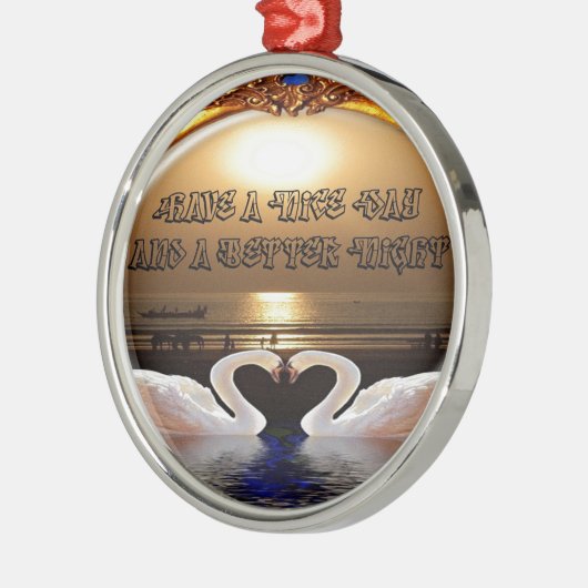 Heb een fijne dag en een fijne nacht. Silver Metalen Ornament (Links)