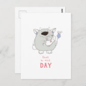 Heb een fijne dag / grappige monster briefkaart (Voorkant / Achterkant)