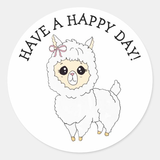 Heb een fijne dag kleine Llama Ronde Sticker (Voorkant)
