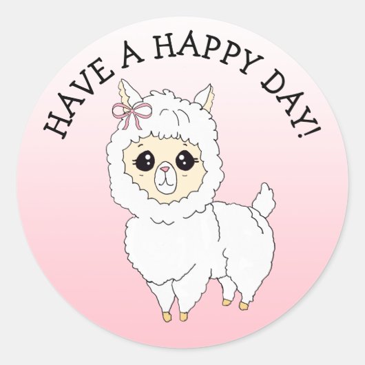 Heb een fijne dag kleine Llama Ronde Sticker (Voorkant)