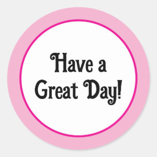 Heb een fijne dag Positief Roze Cute Ronde Sticker