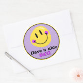 Heb een fijne dag Smiley Face Cute Ronde Sticker (Envelop)