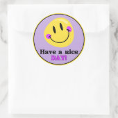 Heb een fijne dag Smiley Face Cute Ronde Sticker (Tas)