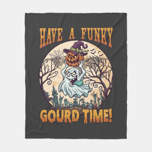 Heb een funky pompoen tijd spook pompoen kerkhof fleece deken (Voorkant)