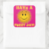 Heb een Fuzzy Day Face Vierkante Sticker (Tas)