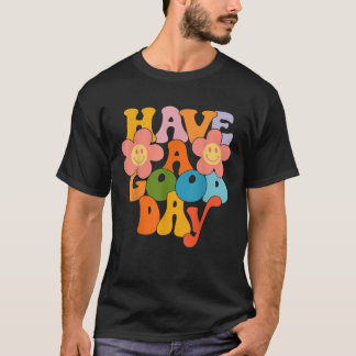 Heb een Gele Dag Retro Smile Face en Vloer Aesthe T-shirt